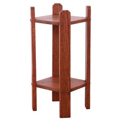 Antique Stickley Style Arts & Crafts Mission Oak Two-Tier Occasional Side Table