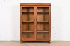 Antique Stickley Style Arts & Crafts Oak Glass Front Double Bookcase, Circa 1900