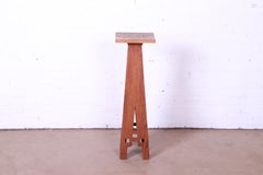 Antique Stickley Style Arts & Crafts Oak Pedestal Side Table or Plant Stand