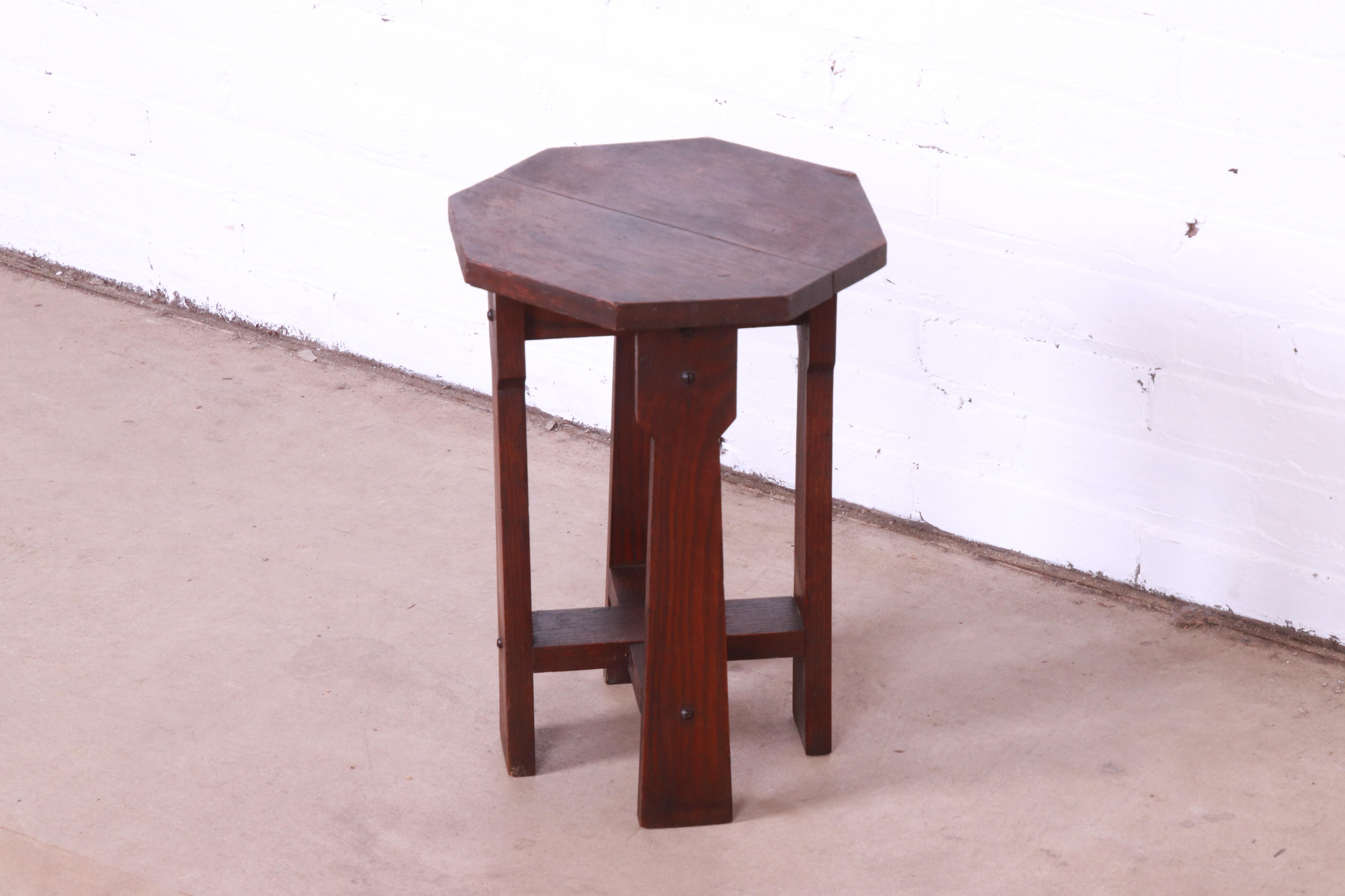 Arts and Crafts Antique Stickley Style Arts & Crafts Oak Side Table, Circa 1900