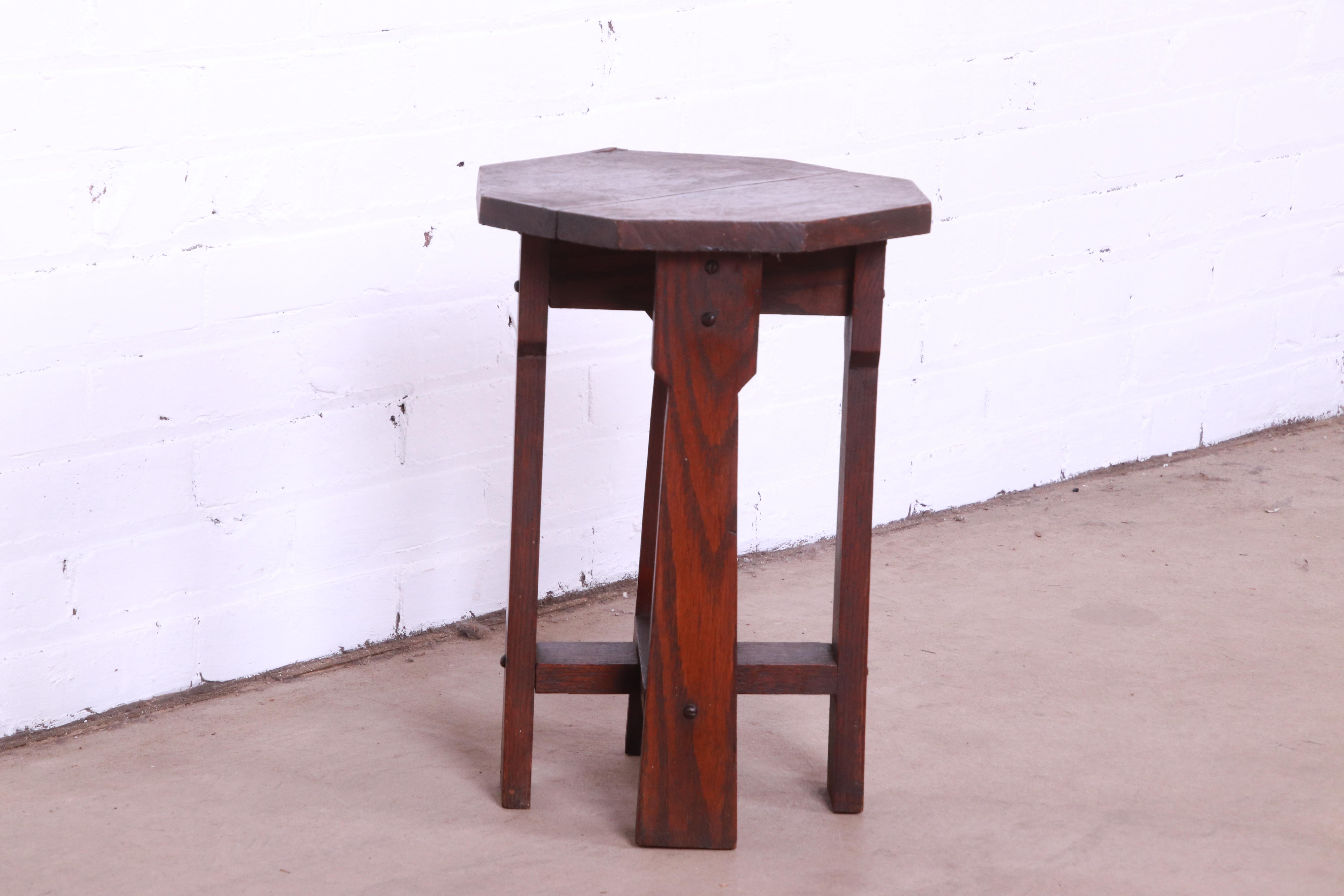20th Century Antique Stickley Style Arts & Crafts Oak Side Table, Circa 1900