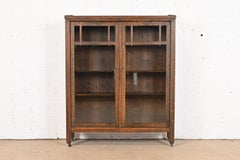 Antique Stickley Style Mission Oak Arts and Crafts Double Bookcase, Circa 1900