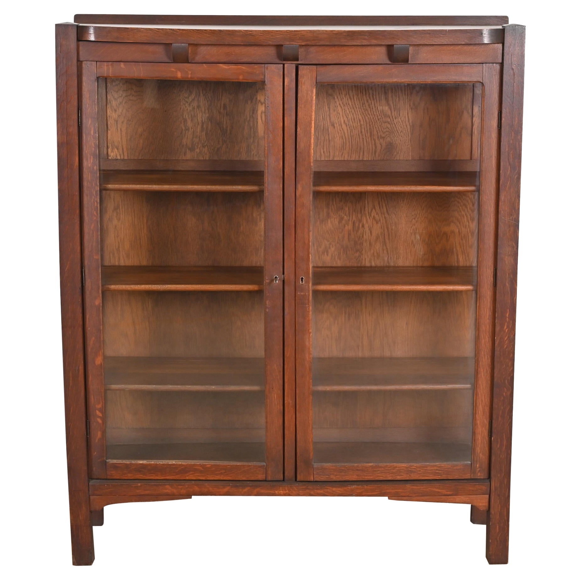 Antique Stickley Style Mission Oak Arts 
Crafts Bookcase, Circa 1900