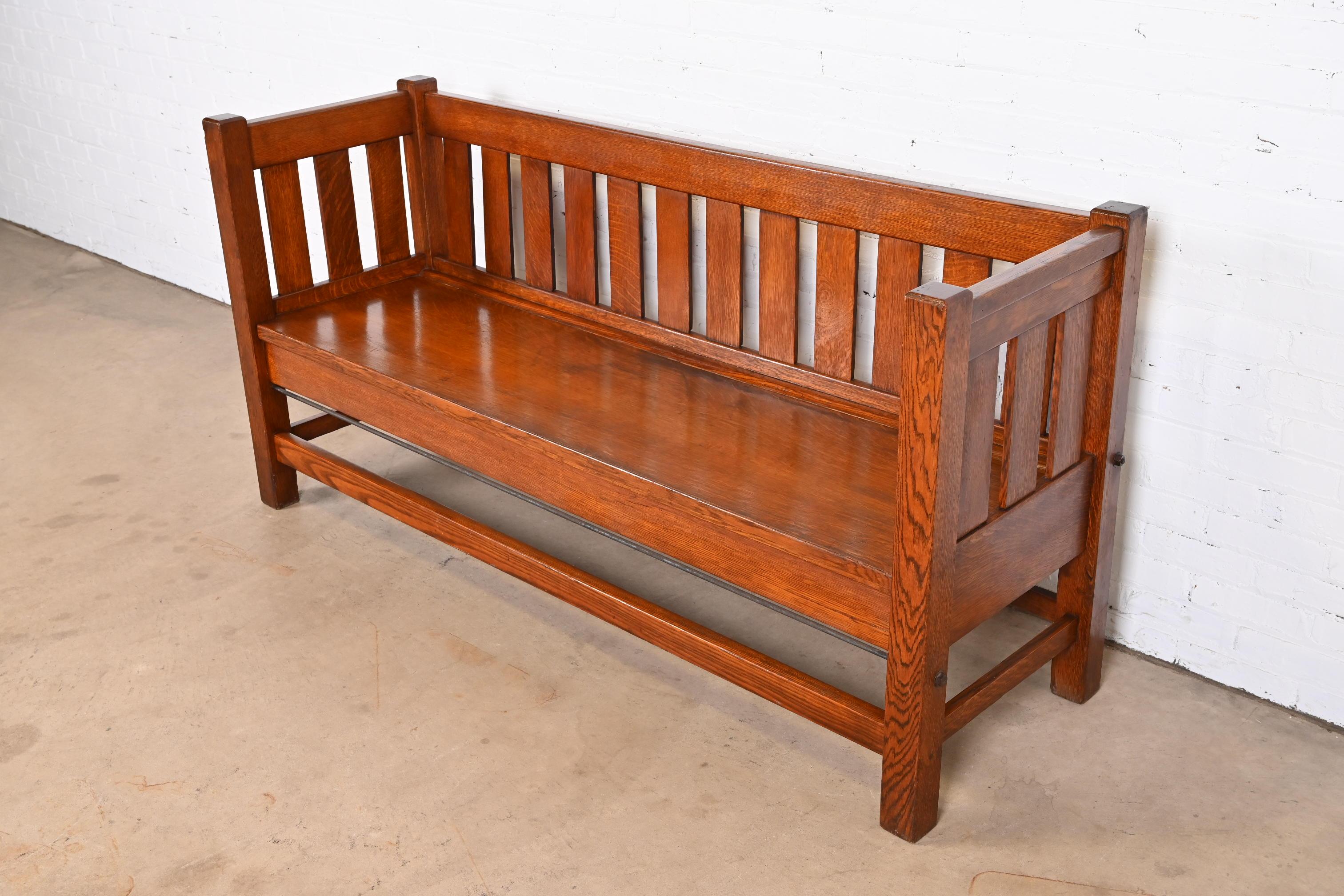 American Antique Stickley Style Mission Oak Arts & Crafts Settle Sofa or Bench
