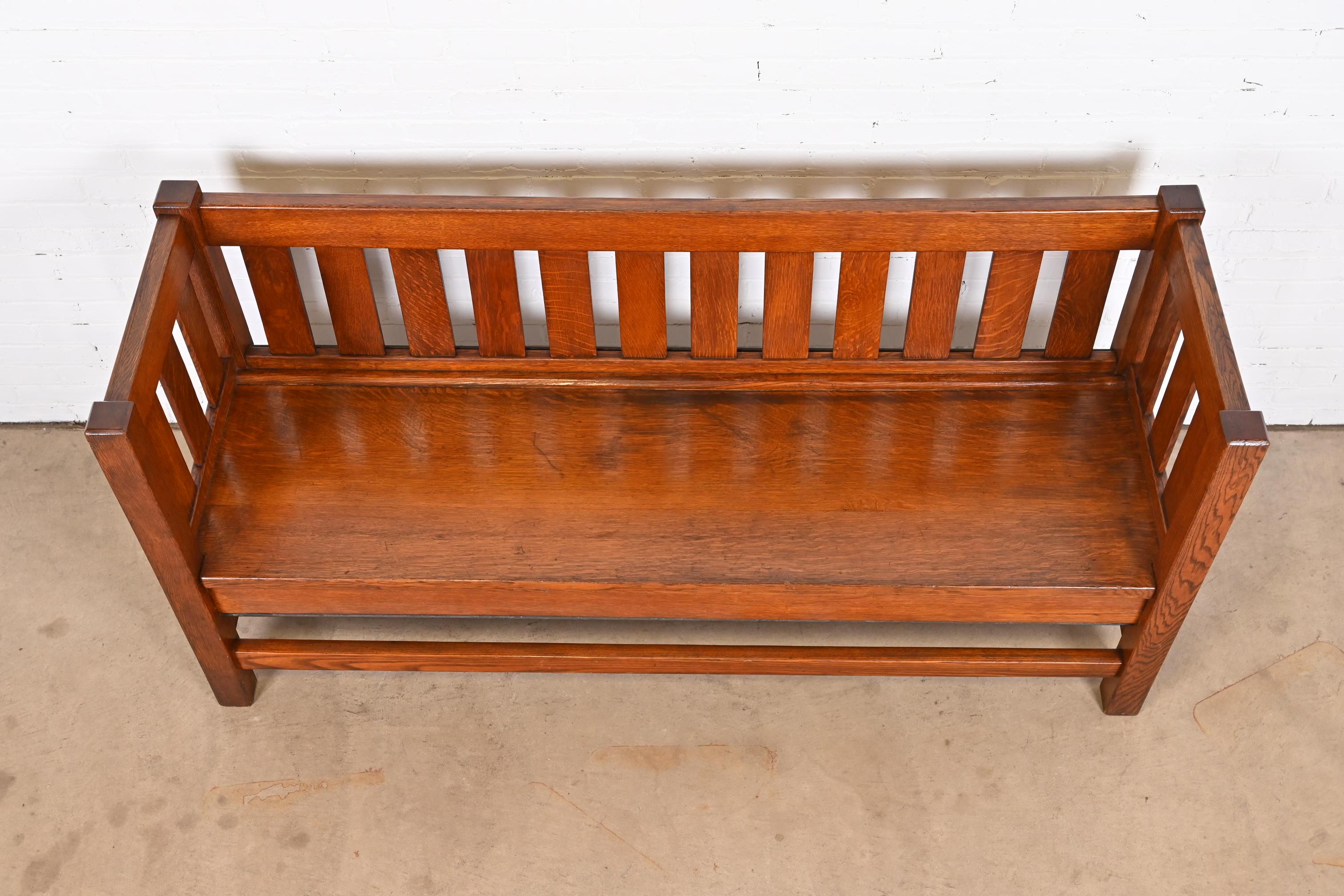 Antique Stickley Style Mission Oak Arts & Crafts Settle Sofa or Bench 1