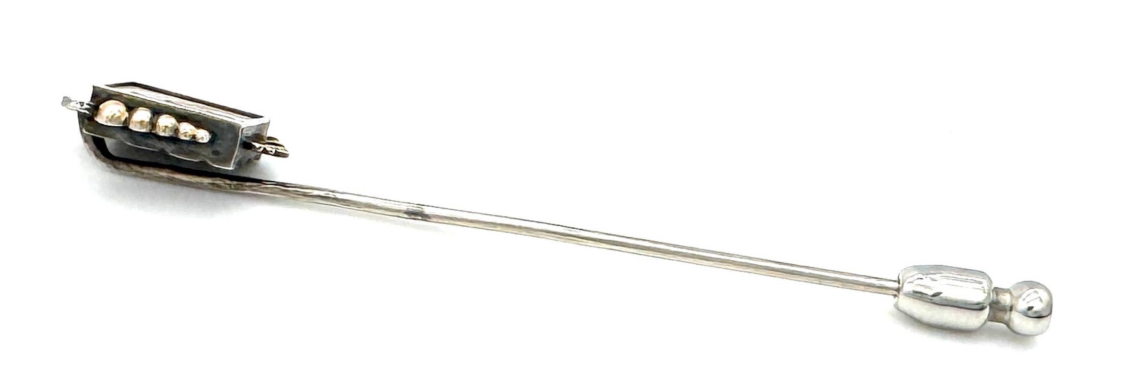 Épingle à cravate ancienne « Fly Against The Evil Eye » (Fleur contre l'œil maléfique) Pietre rare argent rose ornée Pour hommes en vente