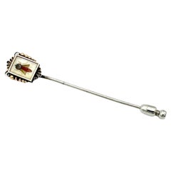 Antike Stickpin Fliegen gegen das böse Auge Pietre Dure Silber Roségold vergoldet