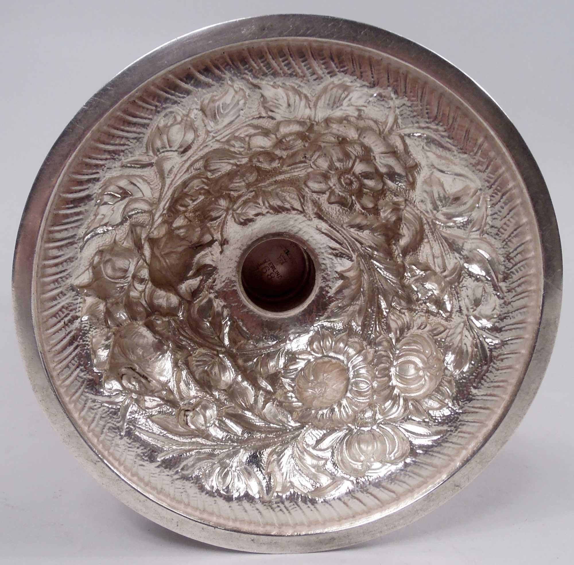 Americano Vaso antico Stieff Baltimore Repousse in argento sterling da 12 pollici