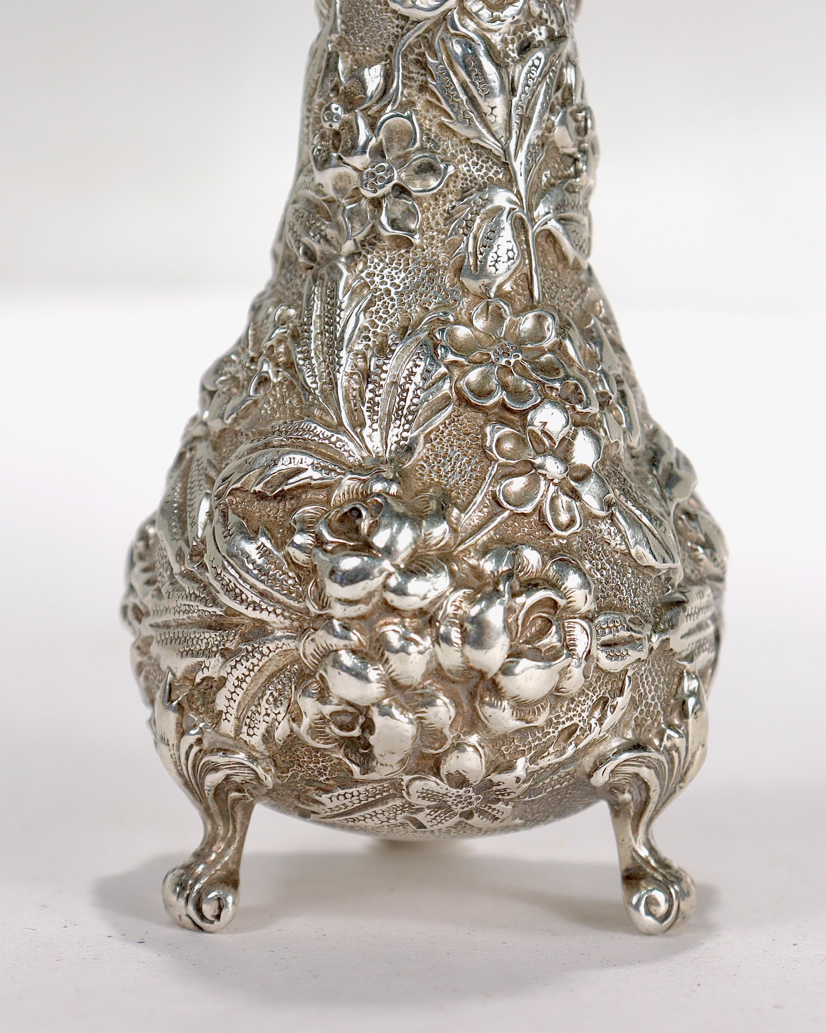 Antique Stieff Sterling Silver Repousse Salt Shaker For Sale 2
