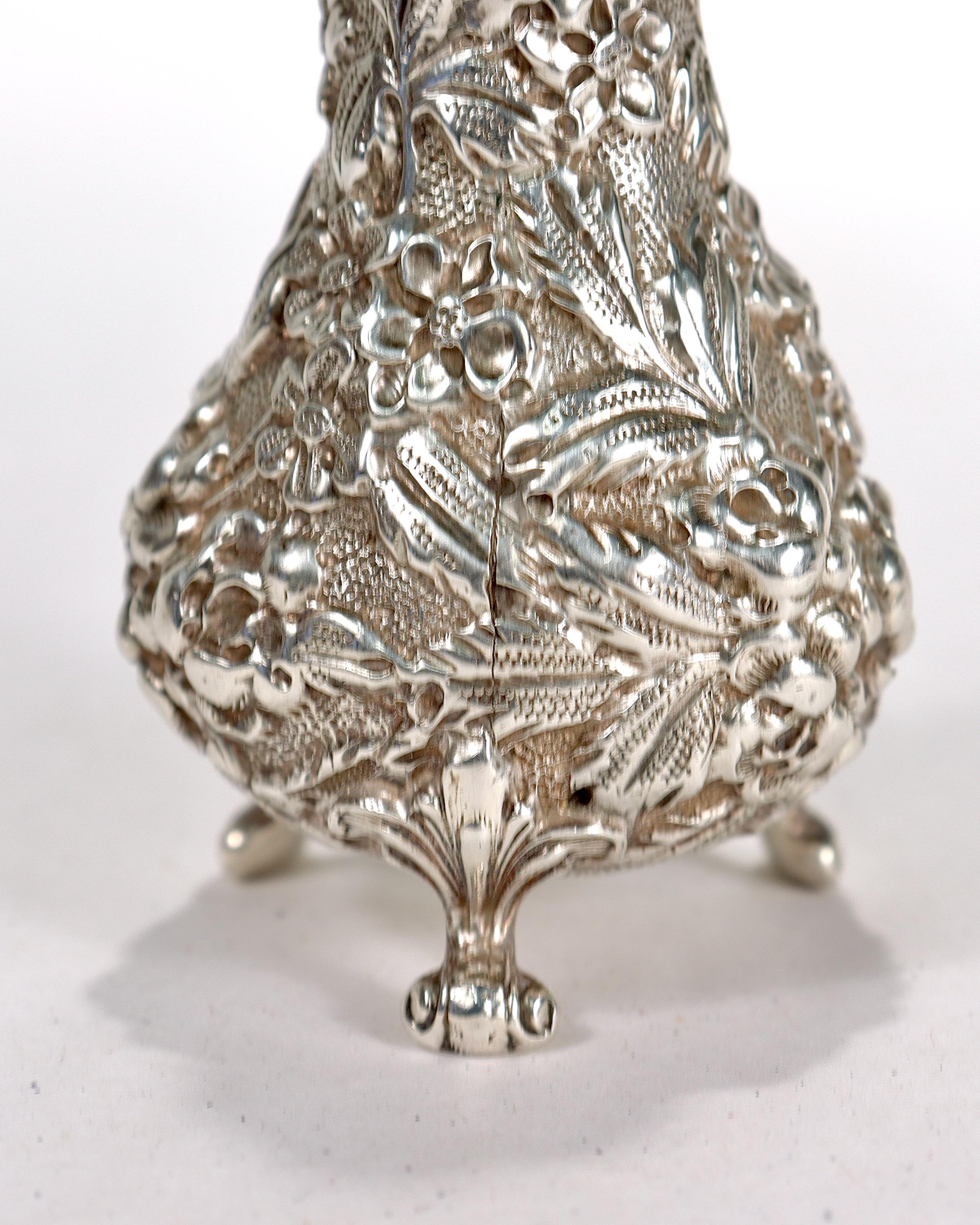 Antique Stieff Sterling Silver Repousse Salt Shaker For Sale 5