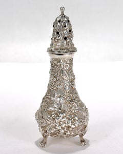 Antique Stieff Sterling Silver Repousse Salt Shaker