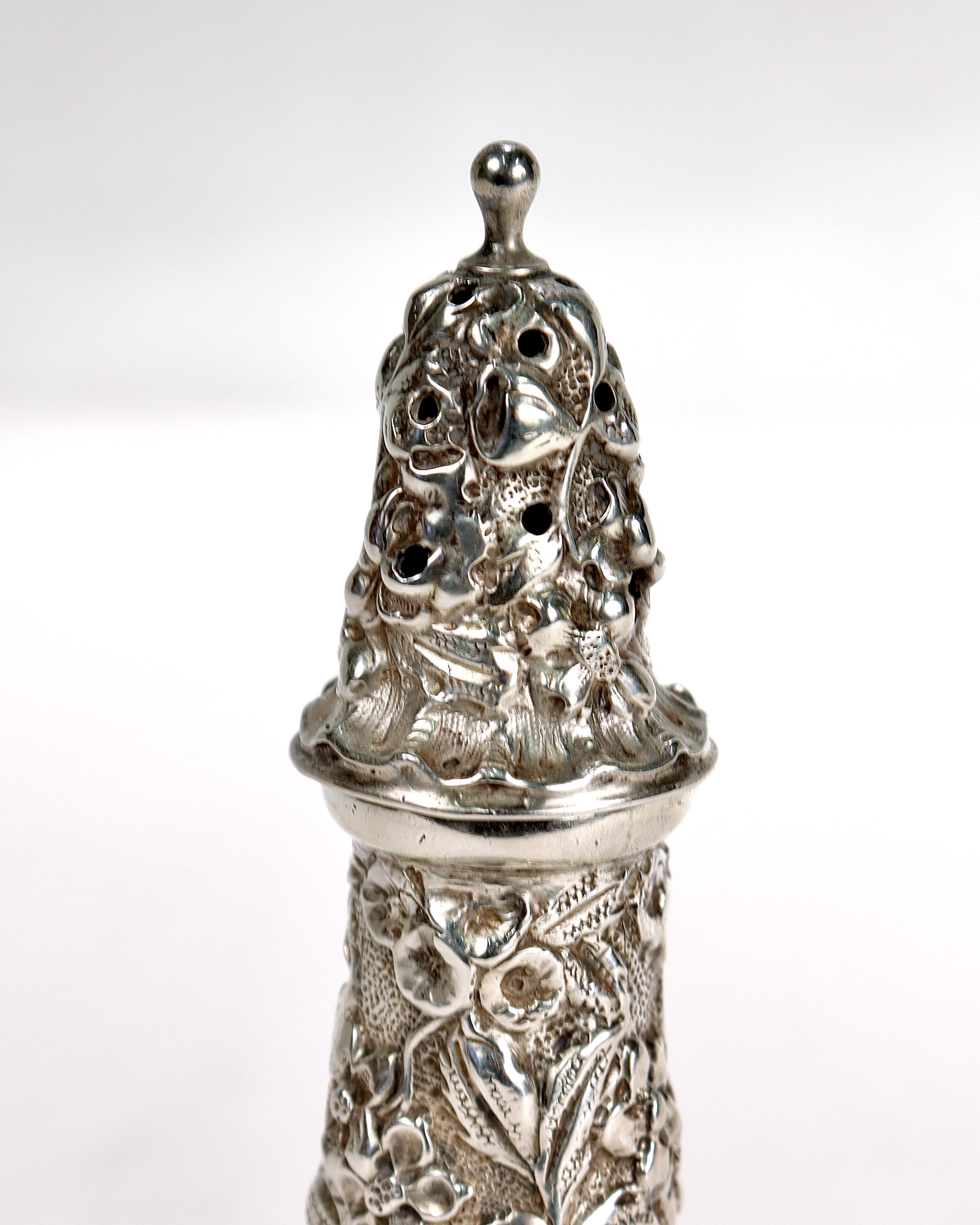 Antique Stieff Sterling Silver Repousse Salt Shaker For Sale 1