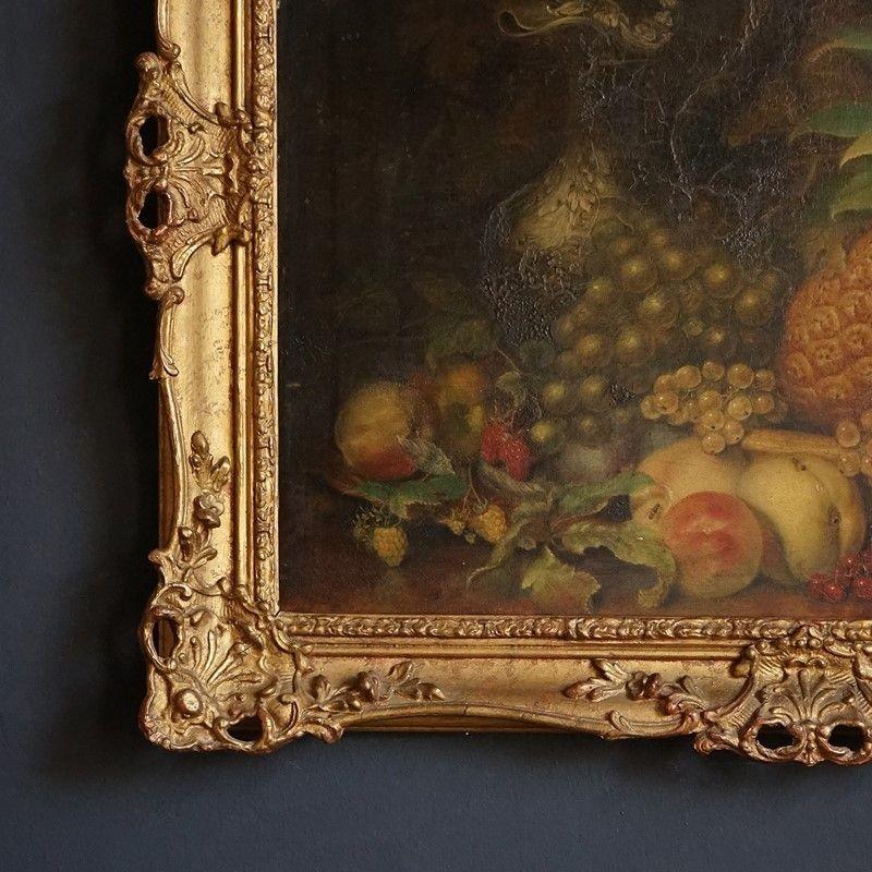 19th Century Large Antique Still Life Depicting Fruit, Original Oil on Canvas Painting C.1880 For Sale