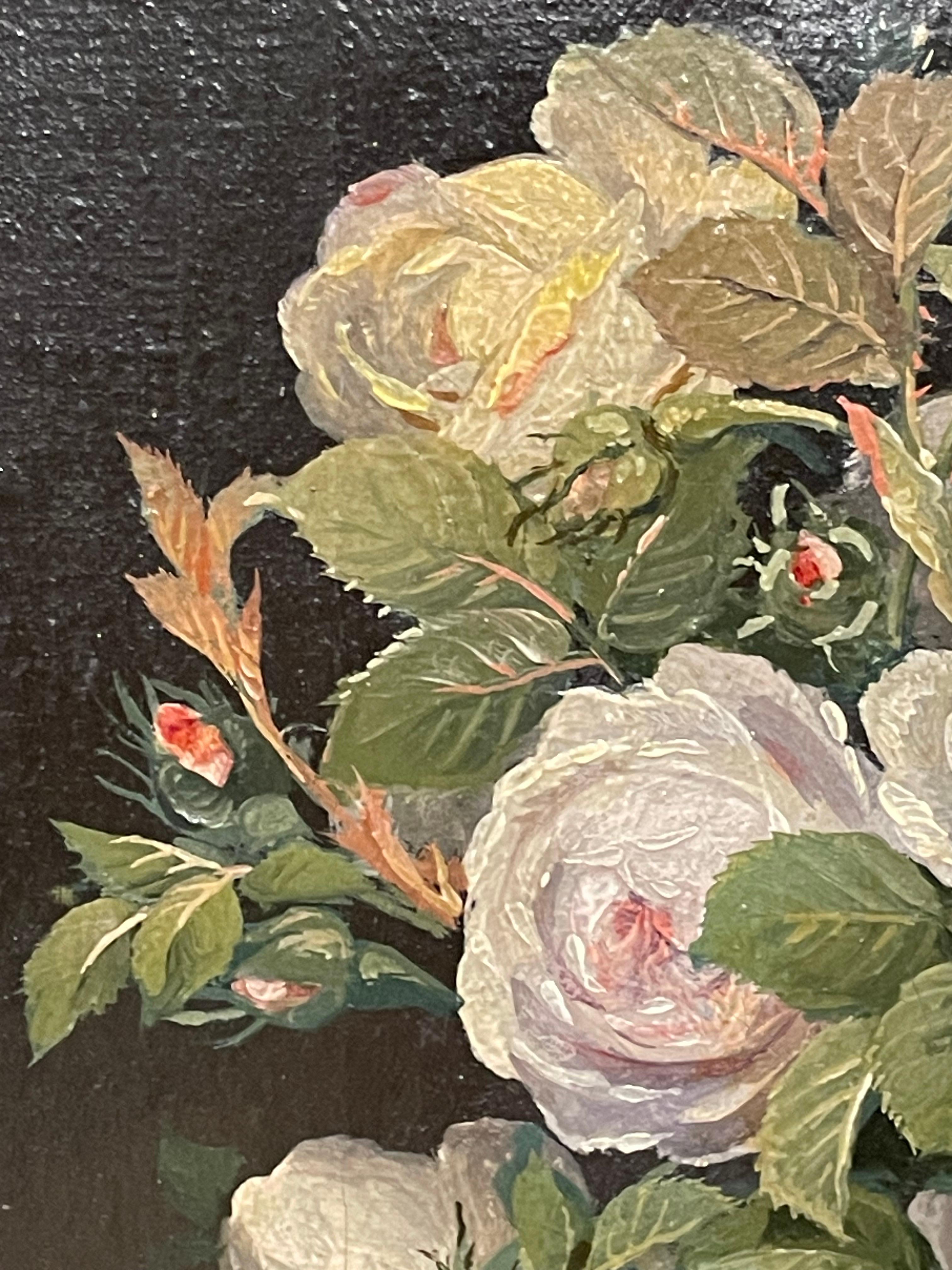 Danois Nature morte antique, peinture florale des années 1920 de l'artiste E. Grosse en vente