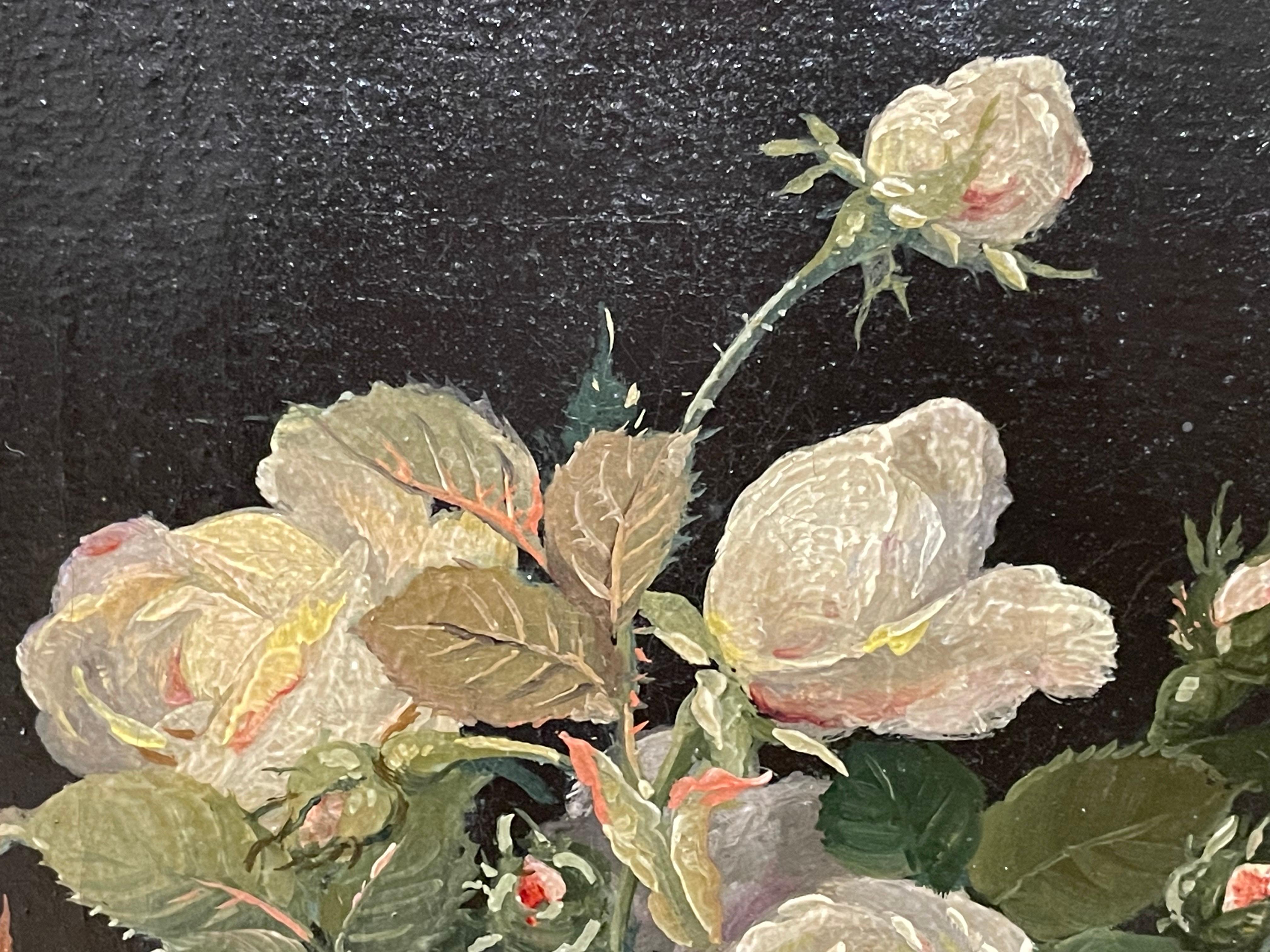 Nature morte antique, peinture florale des années 1920 de l'artiste E. Grosse en vente 1
