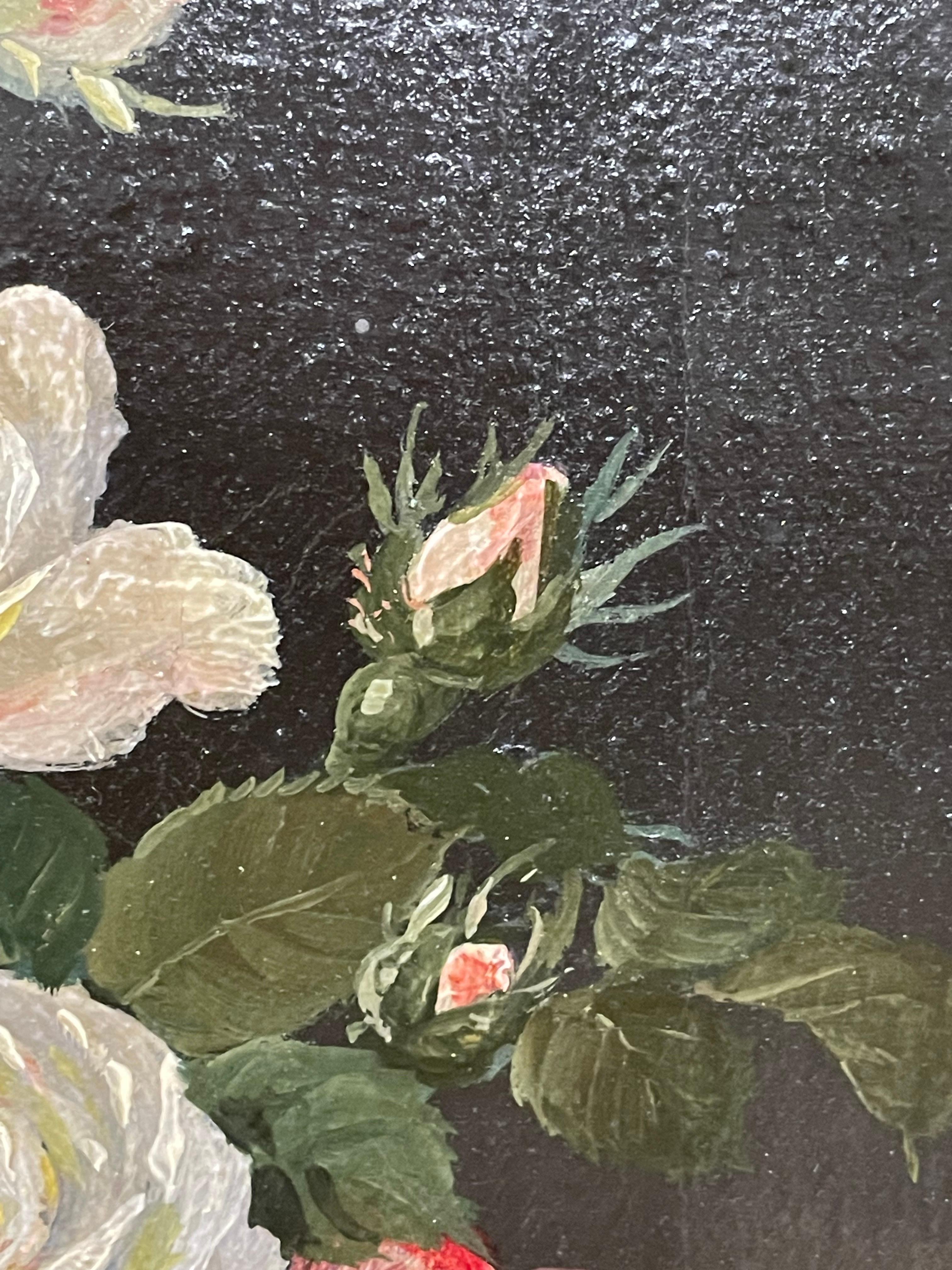 Nature morte antique, peinture florale des années 1920 de l'artiste E. Grosse en vente 2