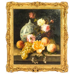 Antique Still Life Oil Painting by Jules Édouard Diart, 19th Century