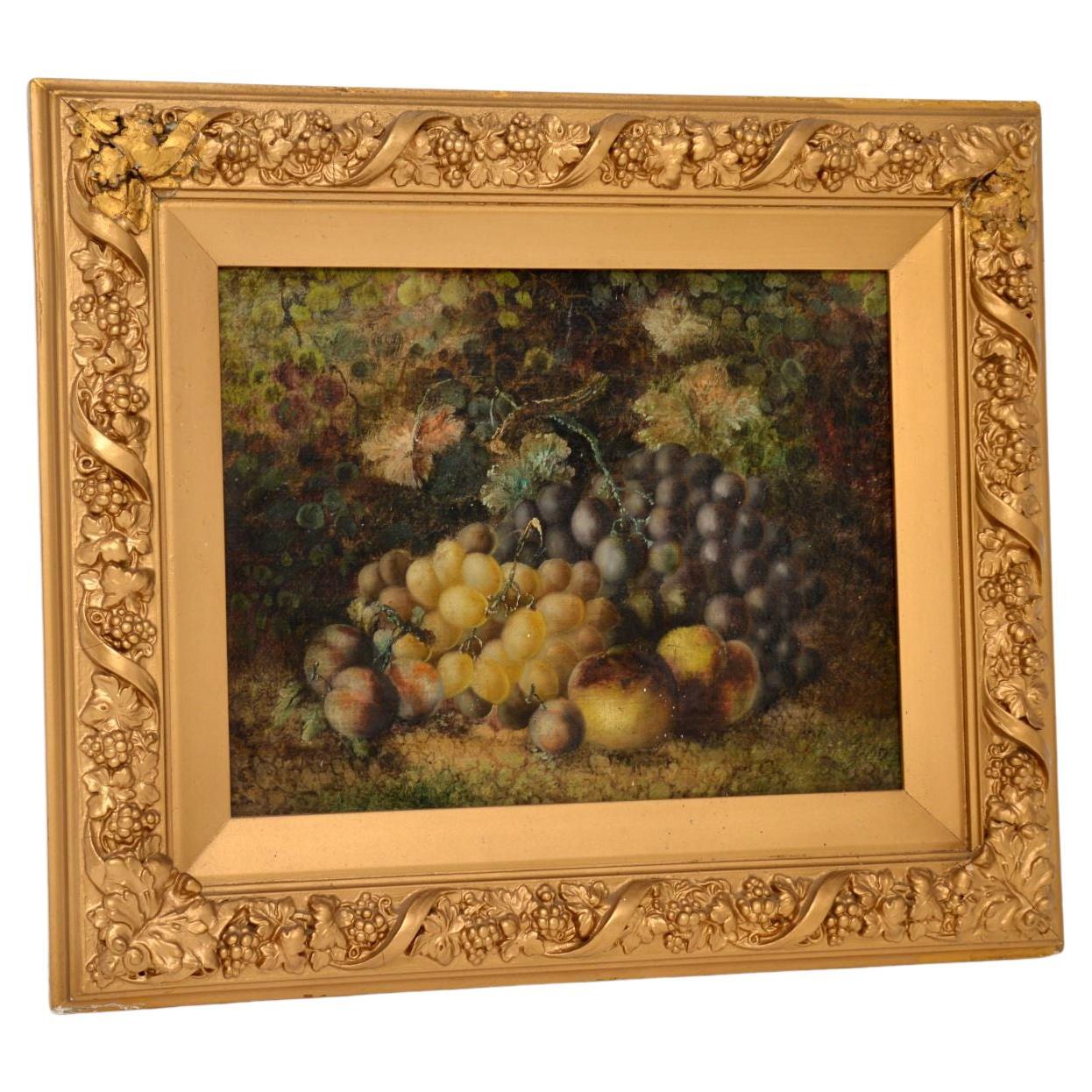 Antique Still Life Oil Painting in a Gilt Wood Frame