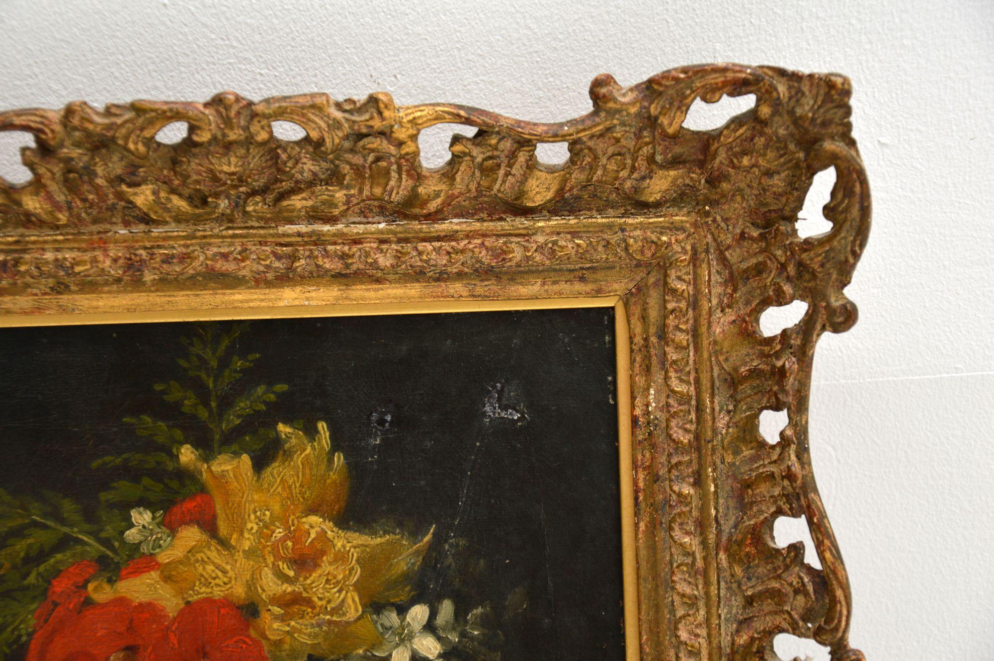 Antique Still Life Oil Painting in Gilt Wood Frame 1