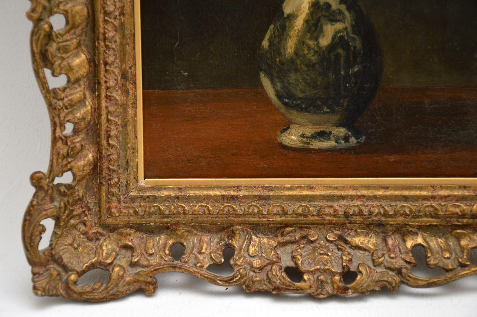 Antique Still Life Oil Painting in Gilt Wood Frame 3