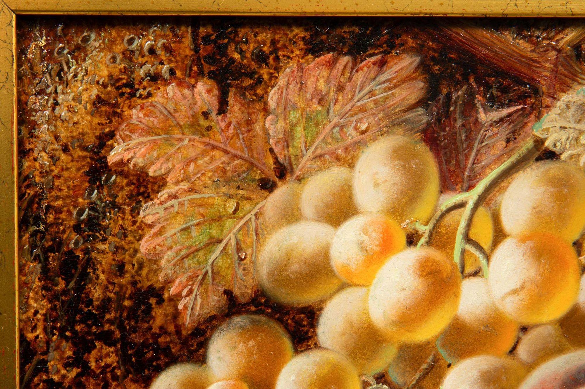 English Antique Still-Life Painting of Fruits by Oliver Clare