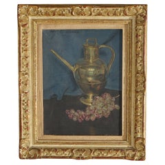Antique Still Life Painting of Pitcher & Grapes by Sidney E Dickinson Dated 1923