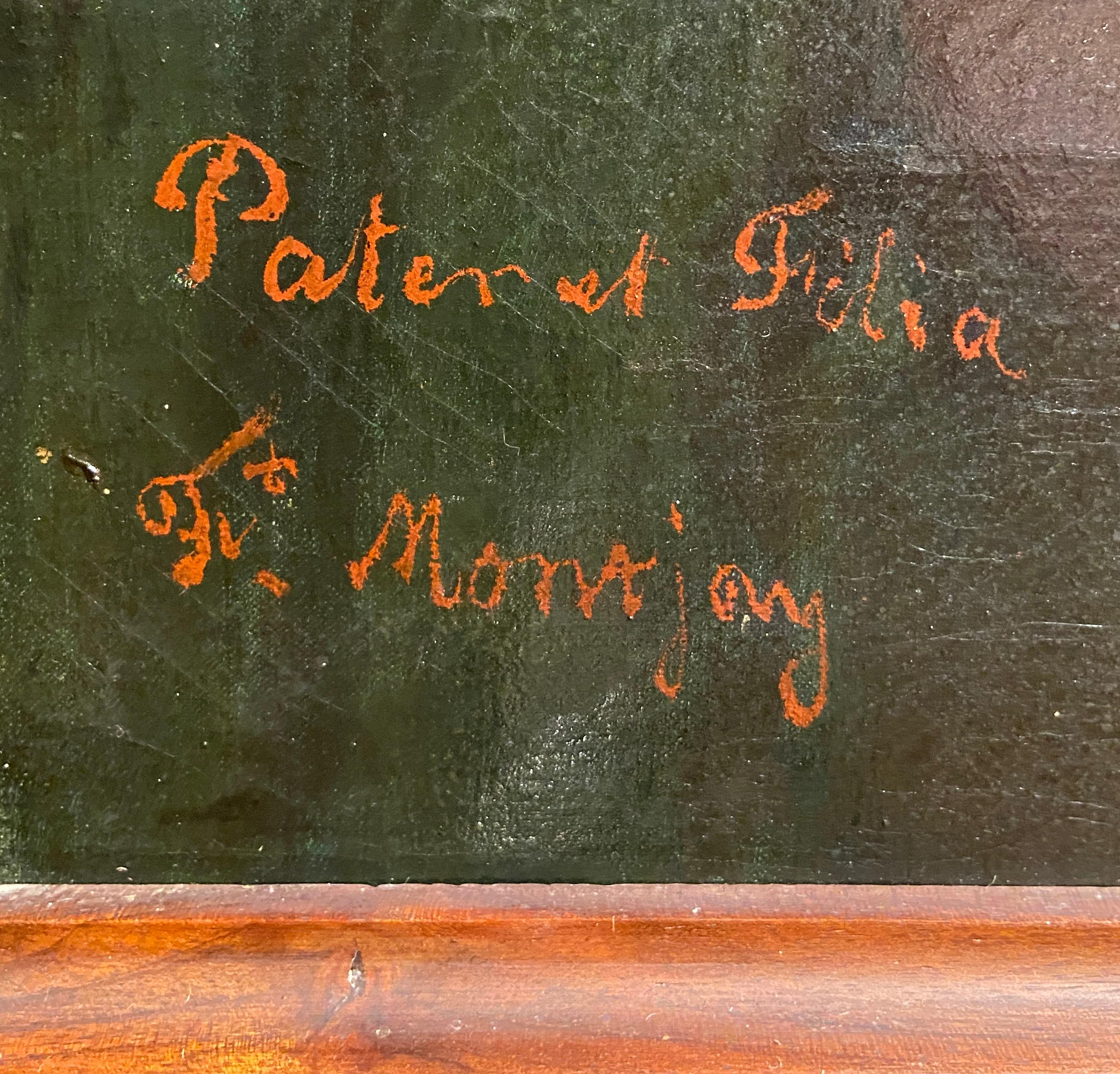 Tela Antico dipinto su tela in pannello di noce firmato 