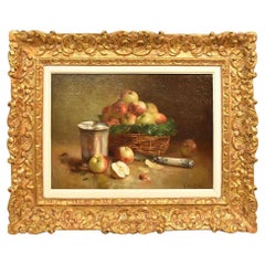 Antique Still Lifepainting, Cauchois Eugène, Oil on Canvas, 19th Century