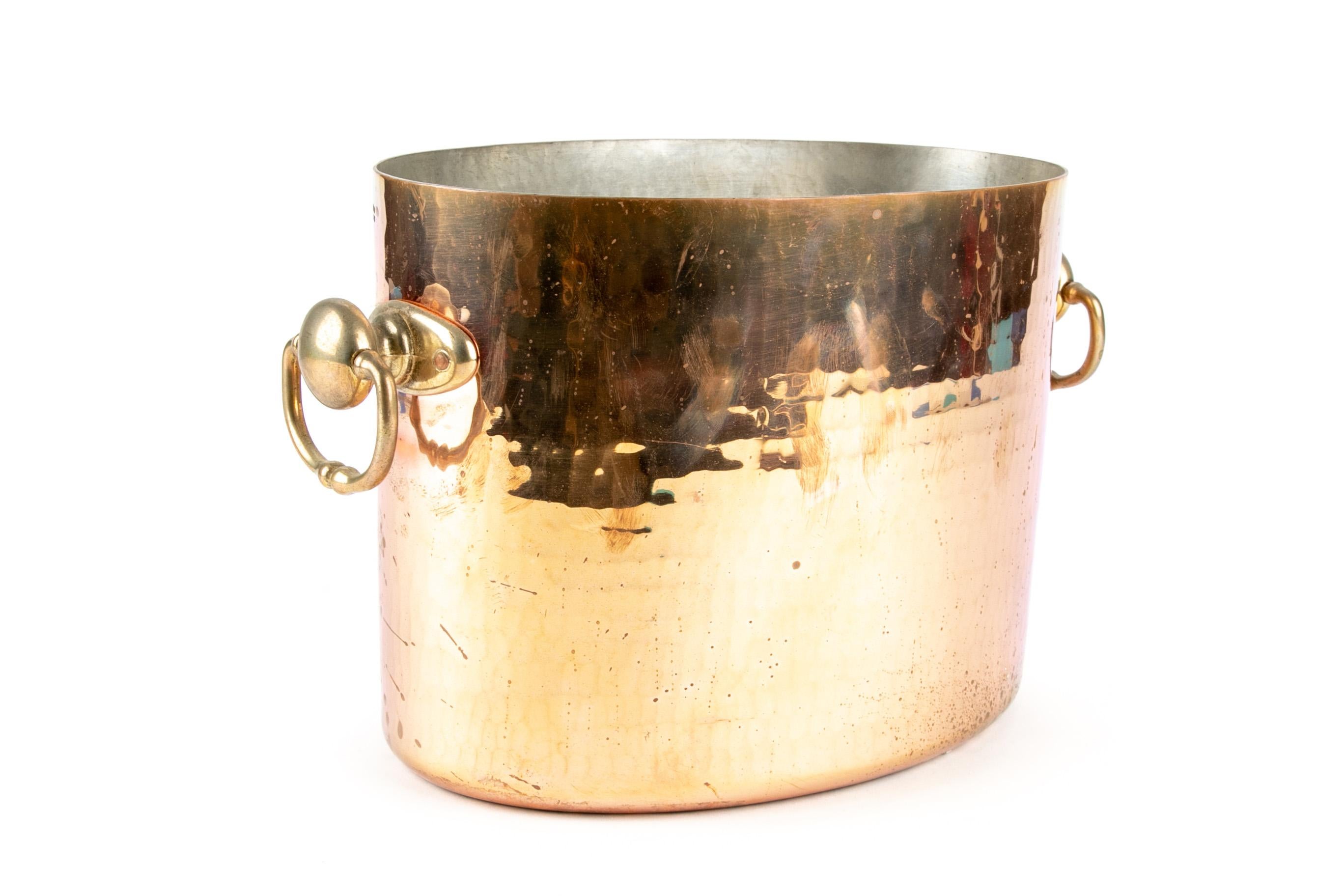 Hollywood Regency Antique STL French Copper Oval Ice Bucket