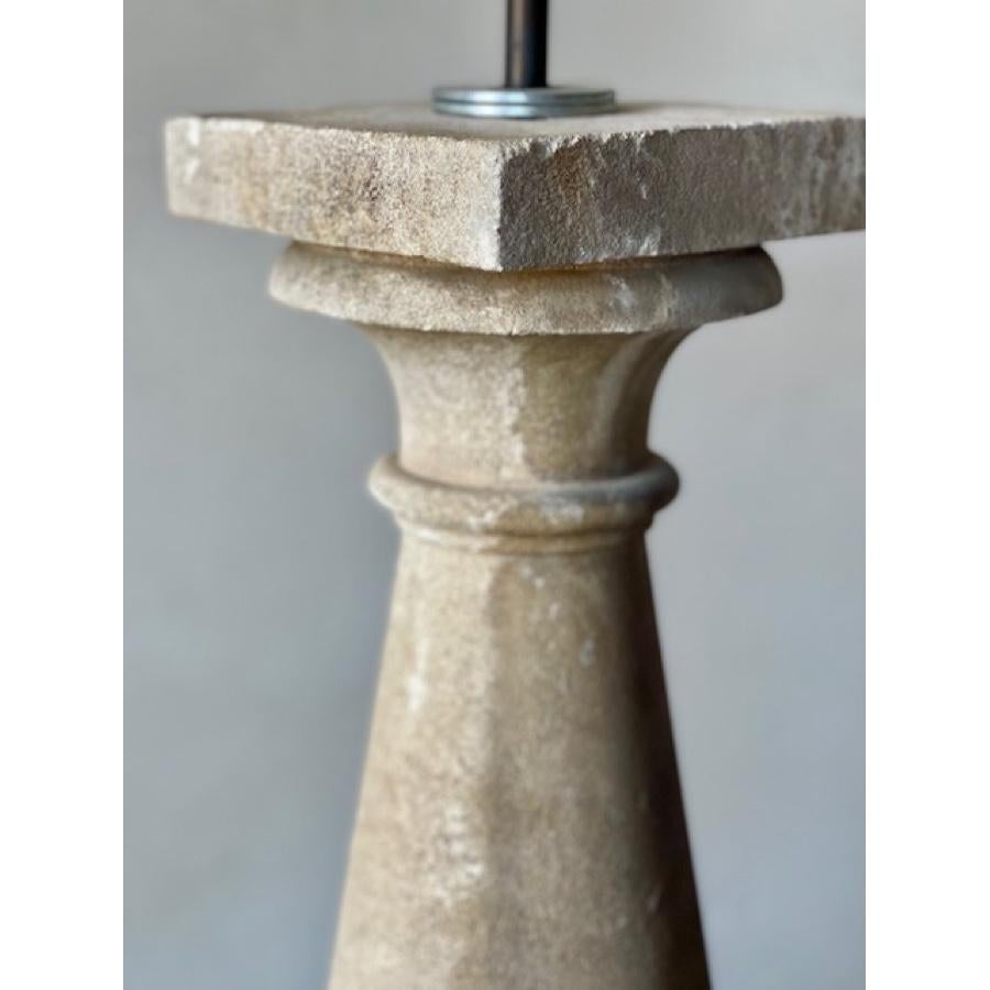 Limestone Antique Stone Baluster Lamp For Sale