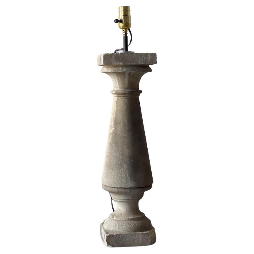 Antique Stone Baluster Lamp For Sale