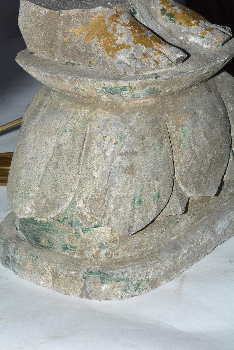 Antique Stone Base Lamps, Feet of Buddha Statues For Sale 3