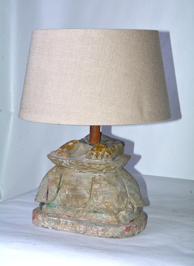Antique Stone Base Lamps, Feet of Buddha Statues In Good Condition For Sale In Sheffield, MA