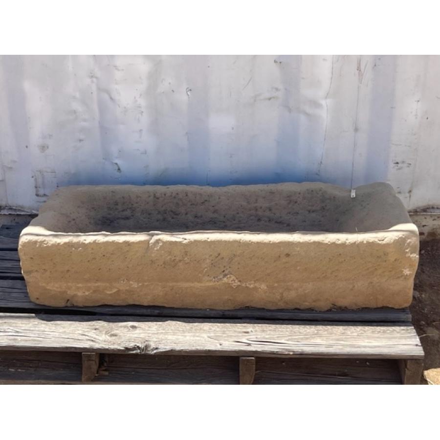 Long stone planter. Carved out of limestone. might be a nice centerpiece on large table OR on a long console outside. Planted succulents or flowers.