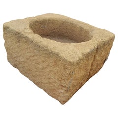 Antique Stone Basin with Circular Carved Center