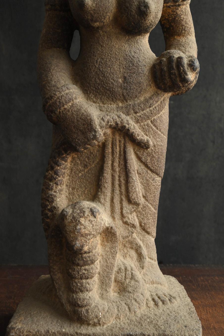 Cambodian Antique stone Buddha of a goddess or woman from Southeast Asia / 19th century