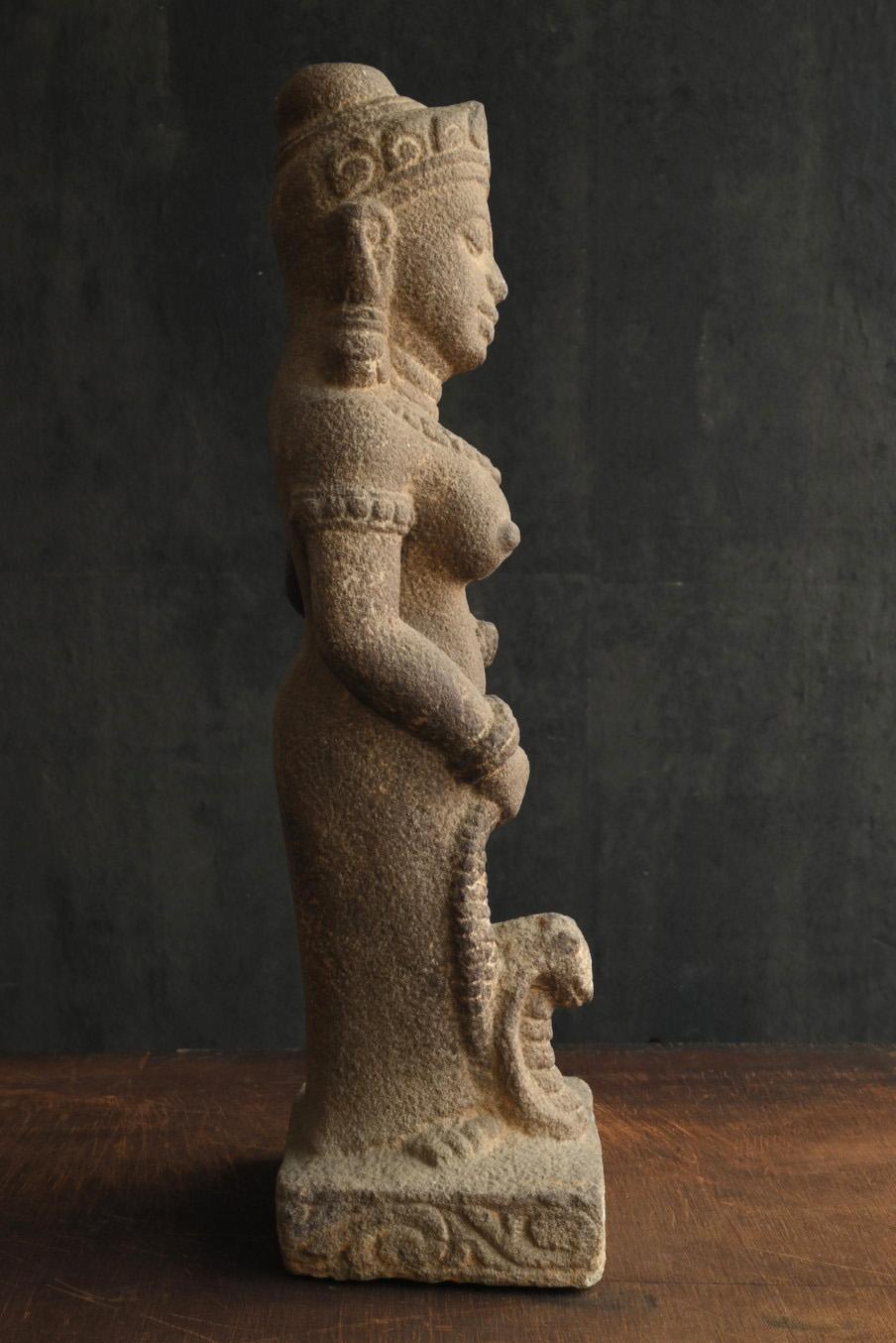 Stone Antique stone Buddha of a goddess or woman from Southeast Asia / 19th century