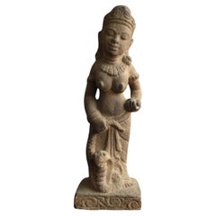 Antique stone Buddha of a goddess or woman from Southeast Asia / 19th century