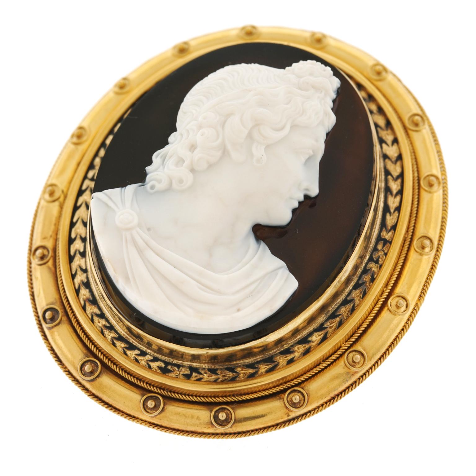 Antique Stone Cameo Brooch 5