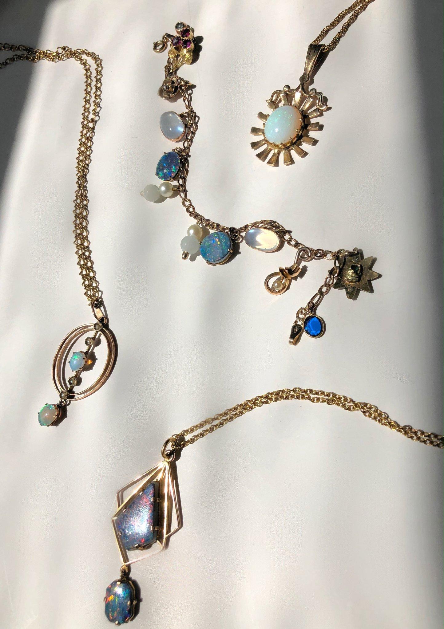 This incredible one-off piece is set on a solid 9 karat gold chain, there are twelve charms in total with a variety of very special stones, including diamonds, pearls, emeralds, aquamarine, opals, garnets, moonstone, quartz and more. A truly unique