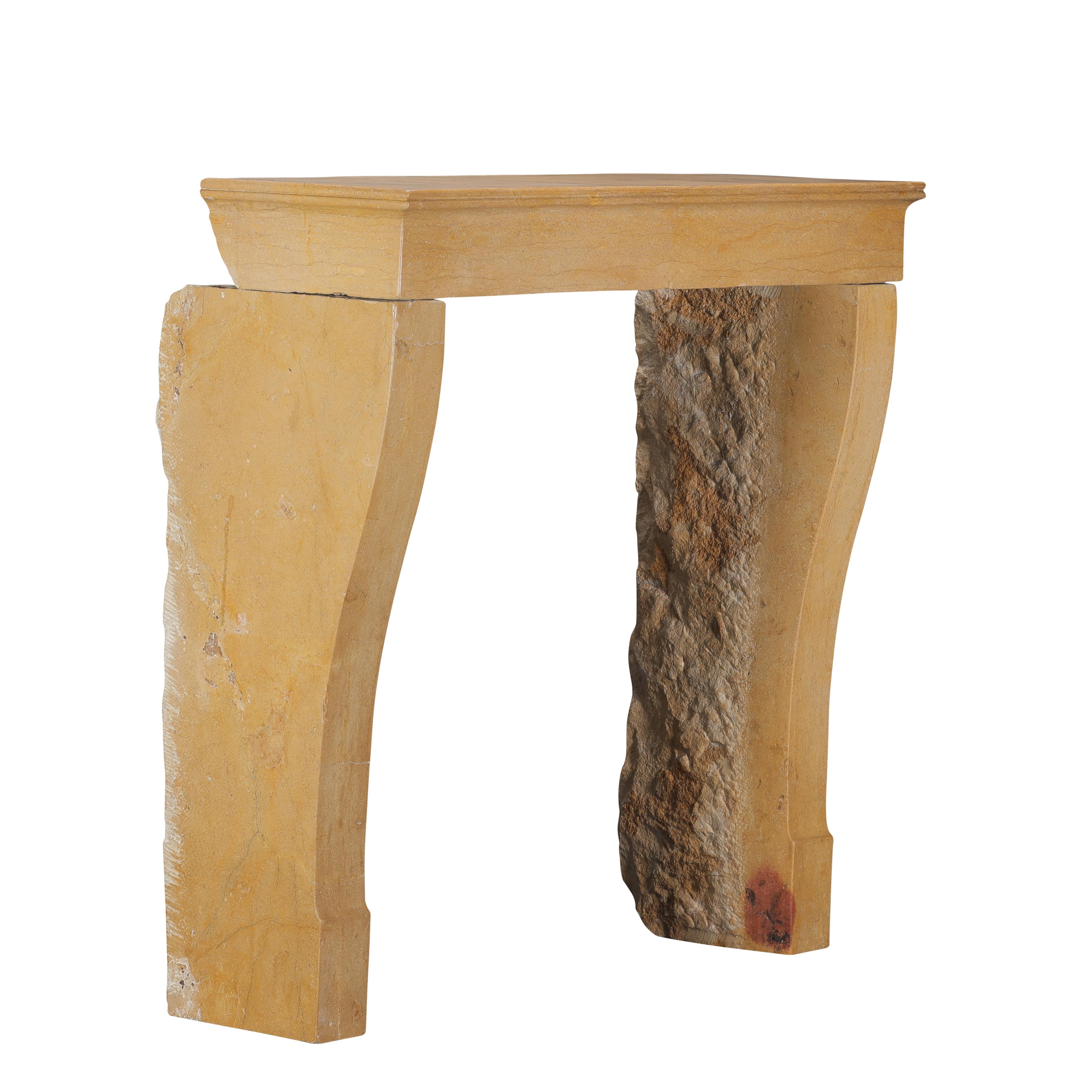 Antique Stone Fireplace Mantel for Square Fireboxes or Inserts For Sale 4
