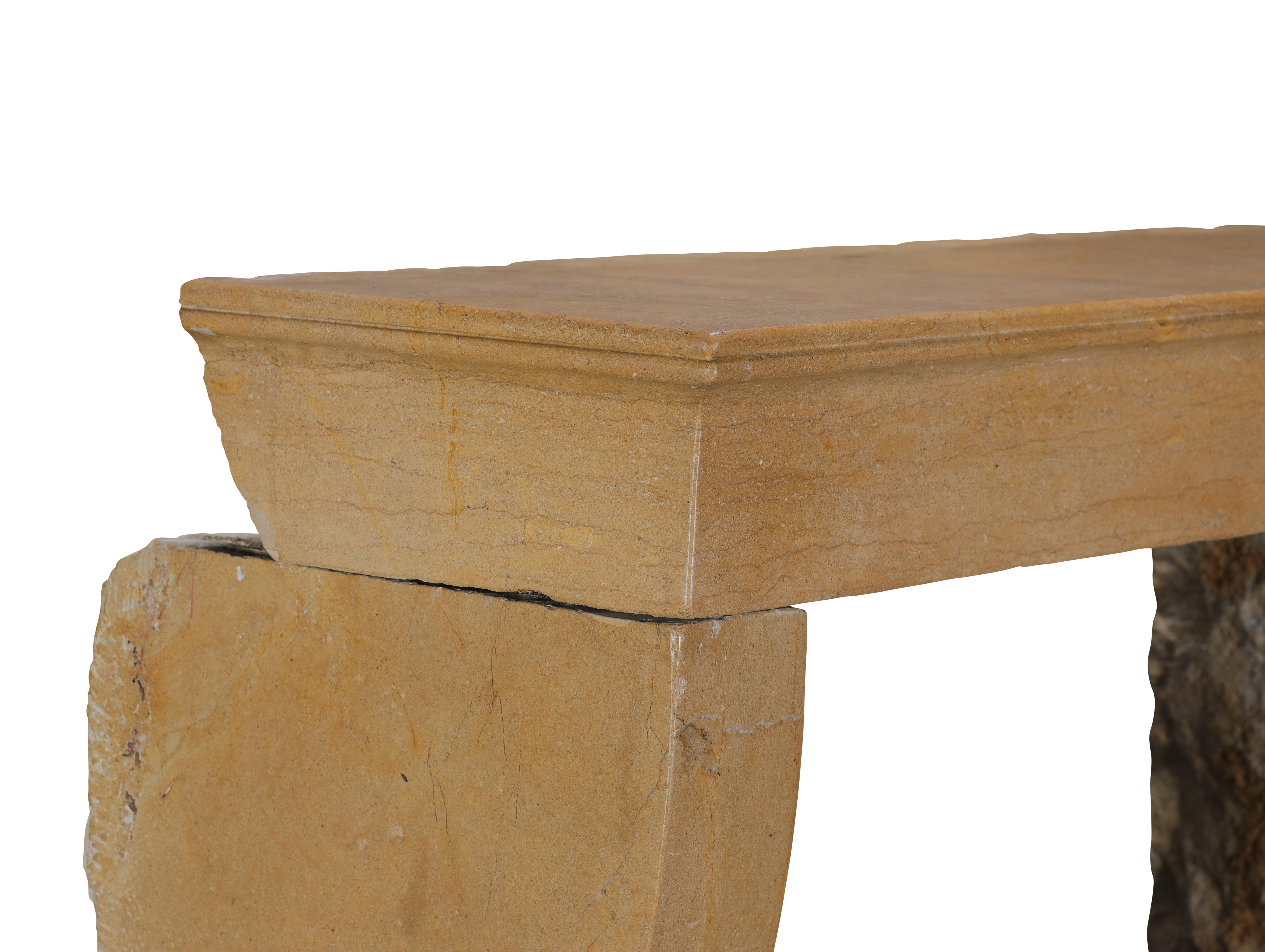 Antique Stone Fireplace Mantel for Square Fireboxes or Inserts For Sale 9