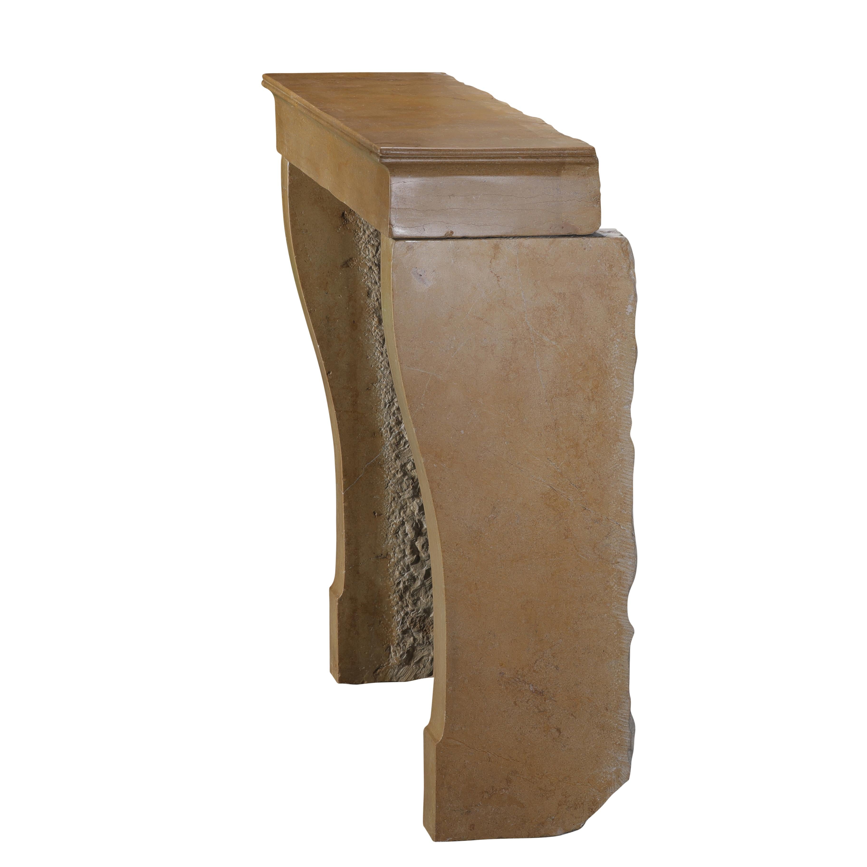 Antique Stone Fireplace Mantel for Square Fireboxes or Inserts For Sale 10