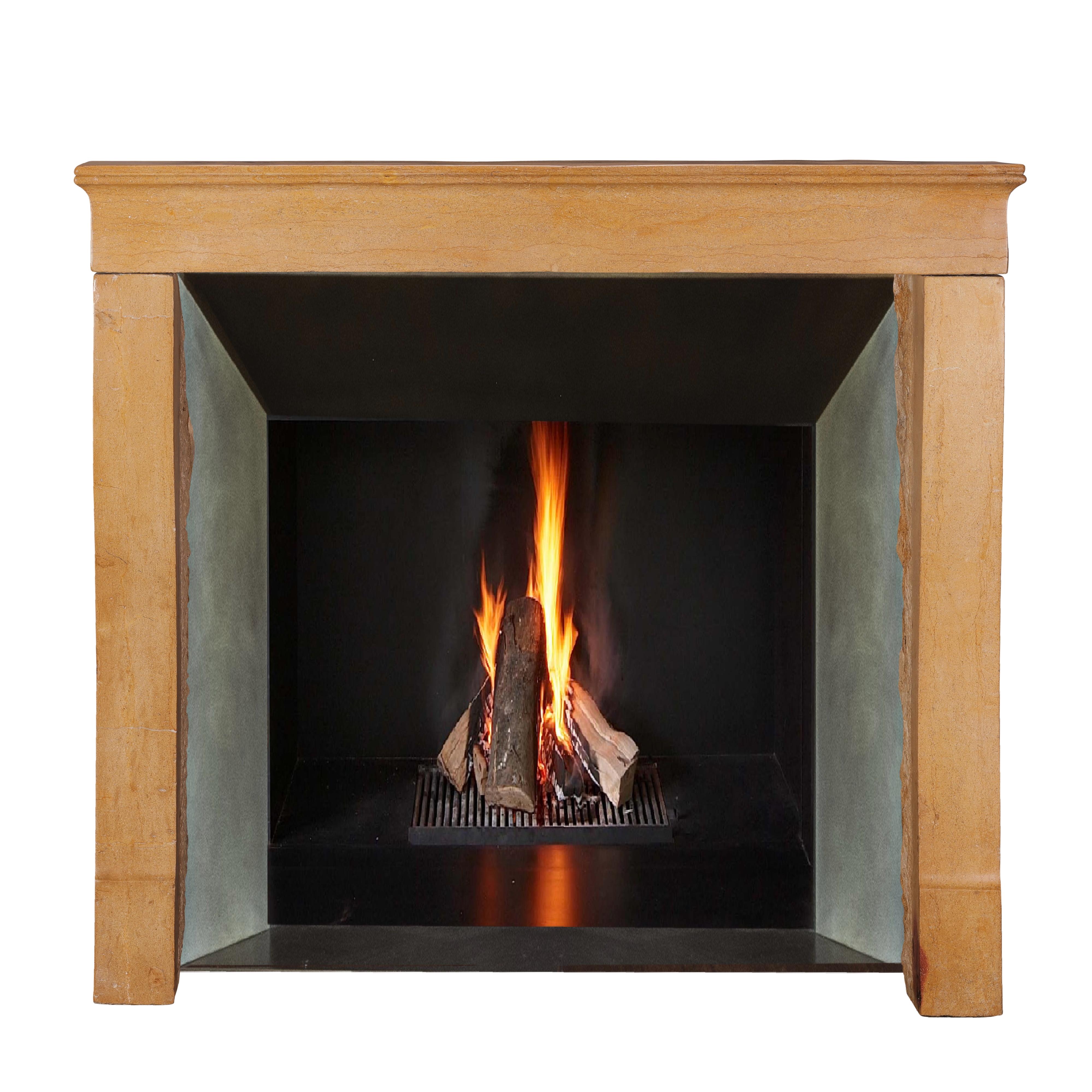 French Antique Stone Fireplace Mantel for Square Fireboxes or Inserts For Sale