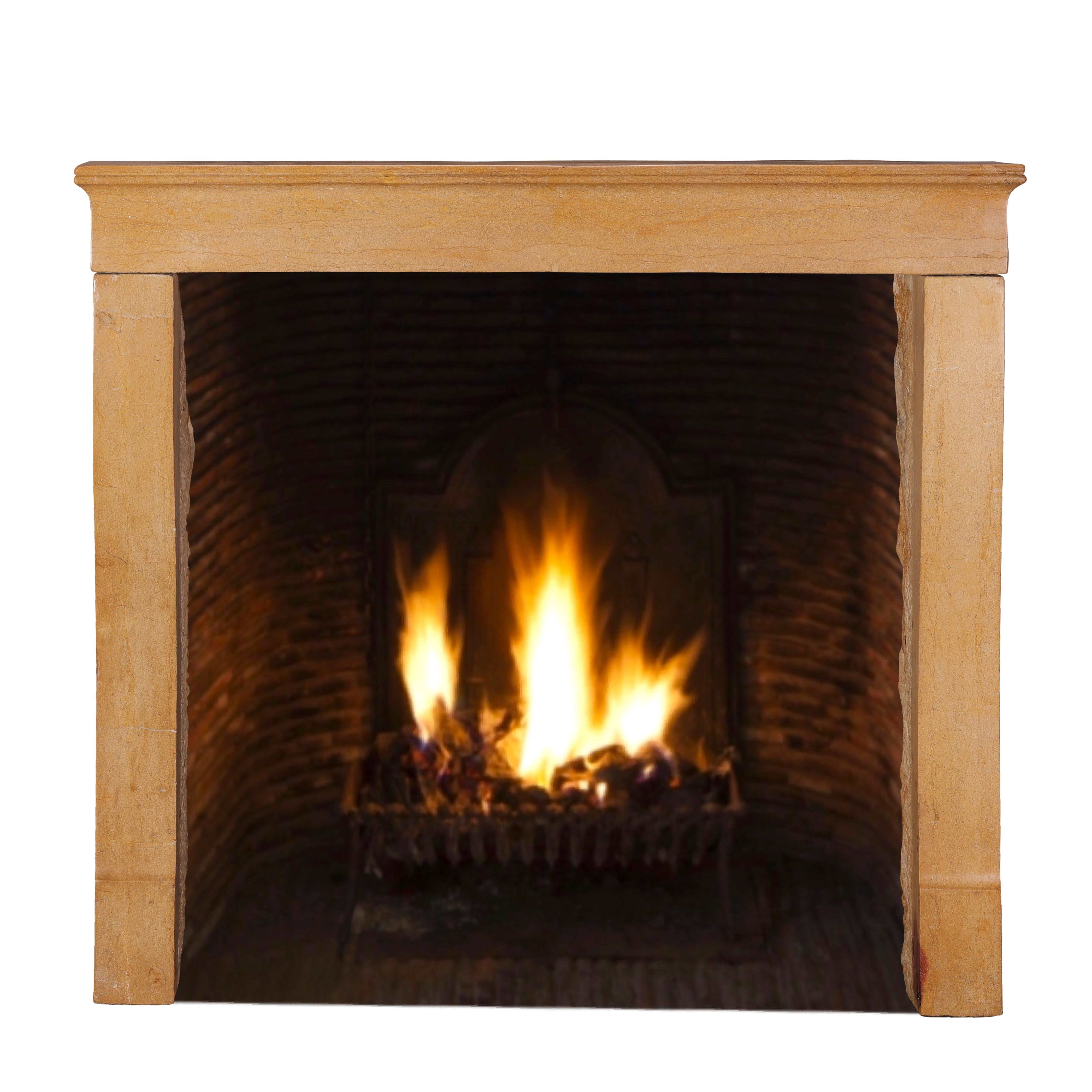 Antique Stone Fireplace Mantel for Square Fireboxes or Inserts In Excellent Condition For Sale In Beervelde, BE