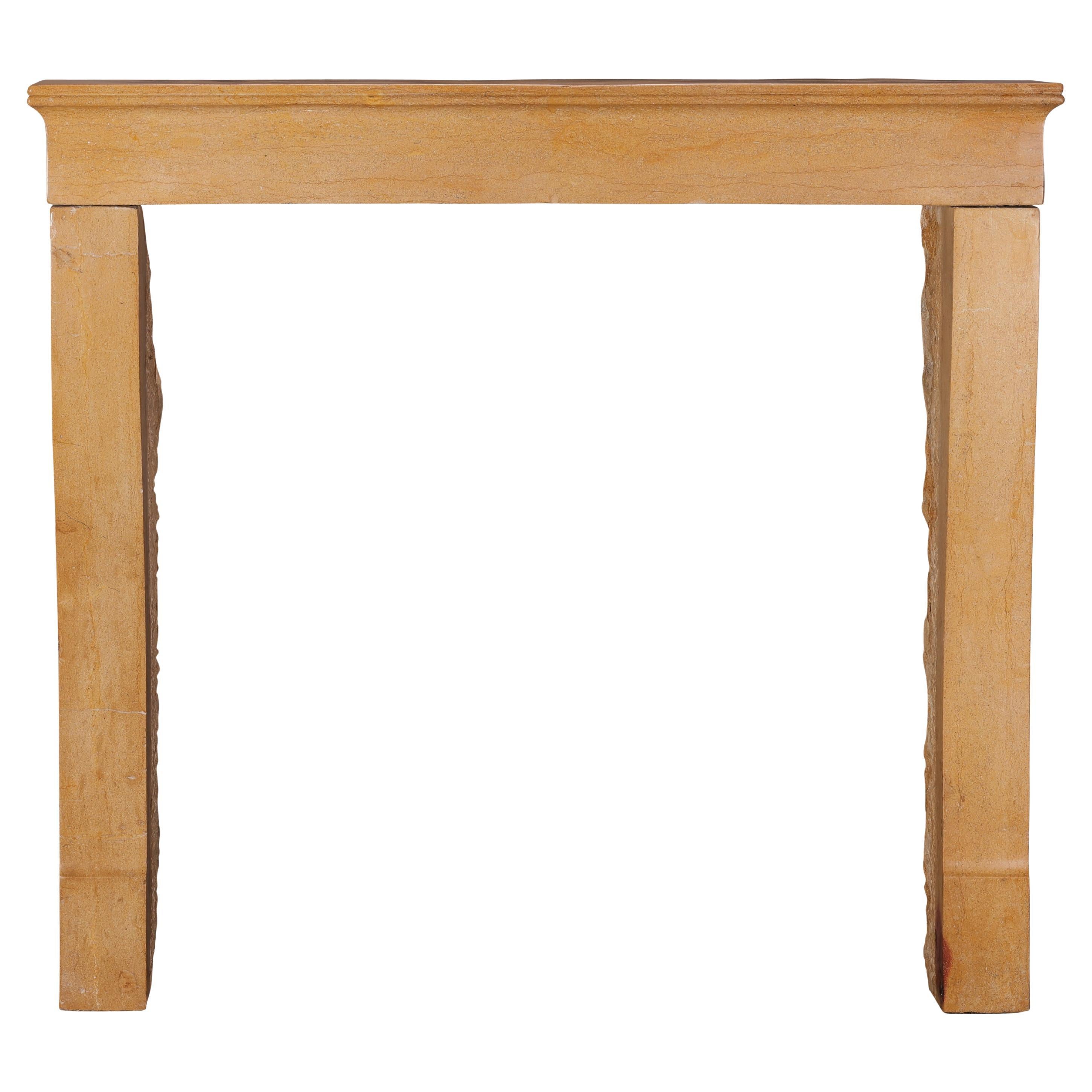 Antique Stone Fireplace Mantel for Square Fireboxes or Inserts For Sale