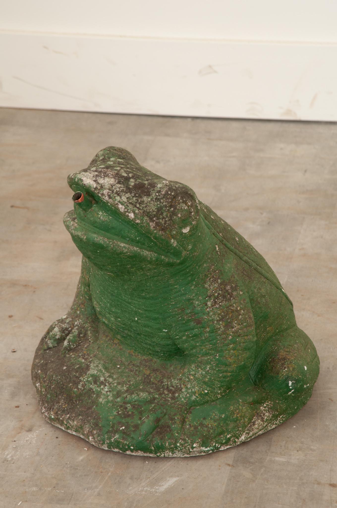 French Antique Stone Frog Fountain For Sale
