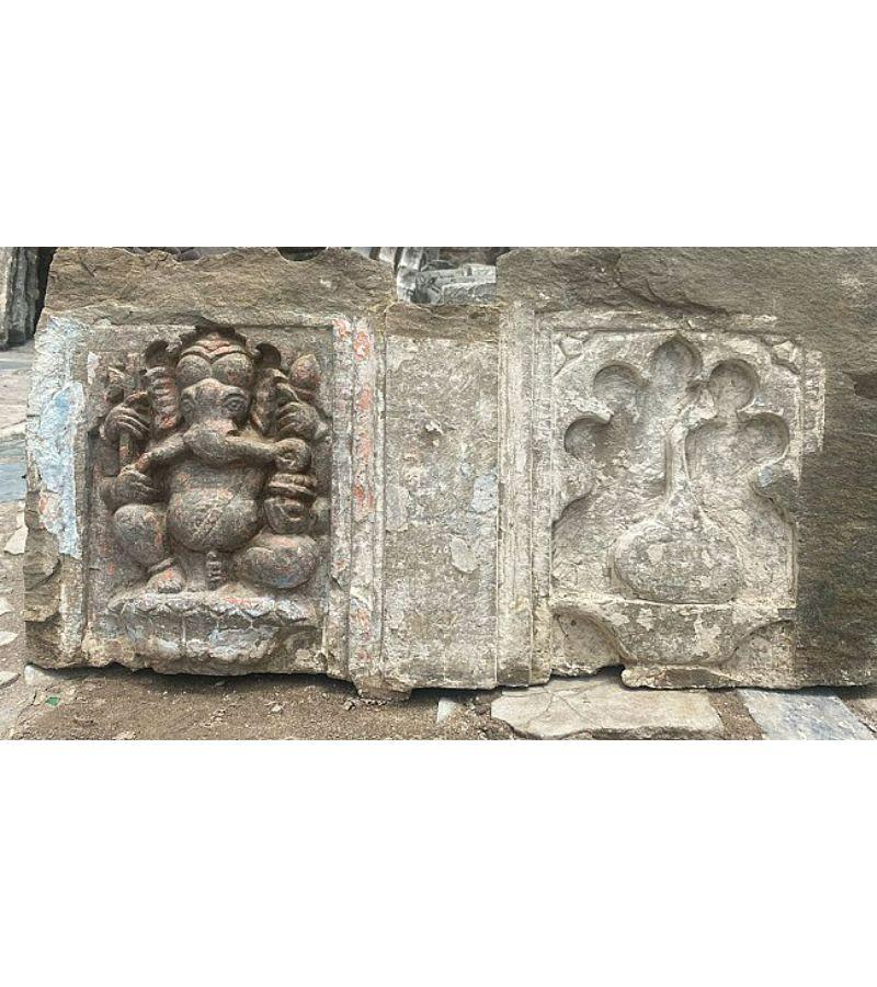Antique Stone Ganesha Panel from India For Sale 13