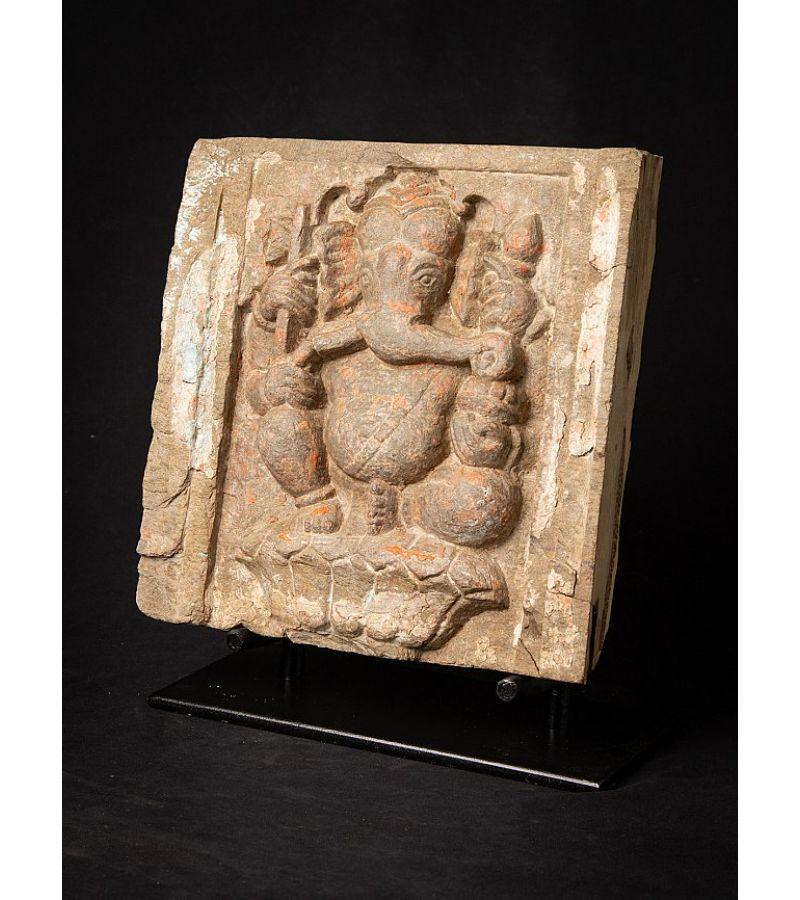 Antike Ganesha-Tafel aus Stein aus Indien im Zustand „Gut“ im Angebot in DEVENTER, NL
