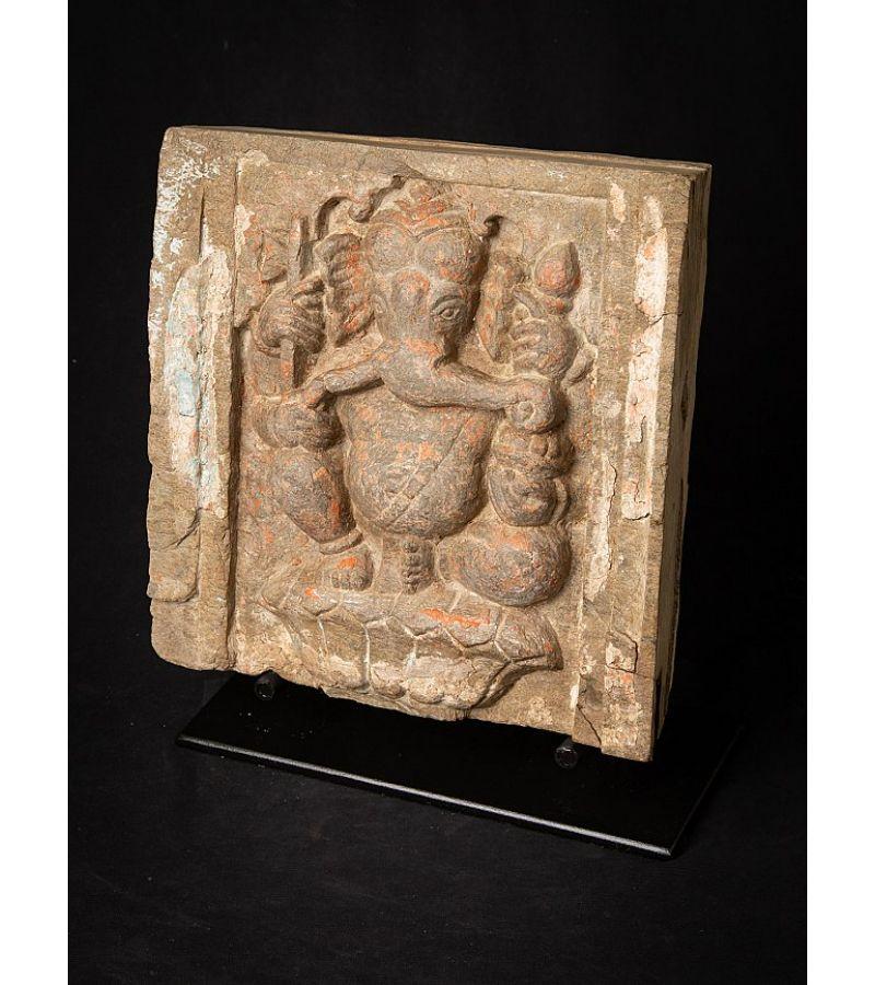 Wood Antique Stone Ganesha Panel from India For Sale